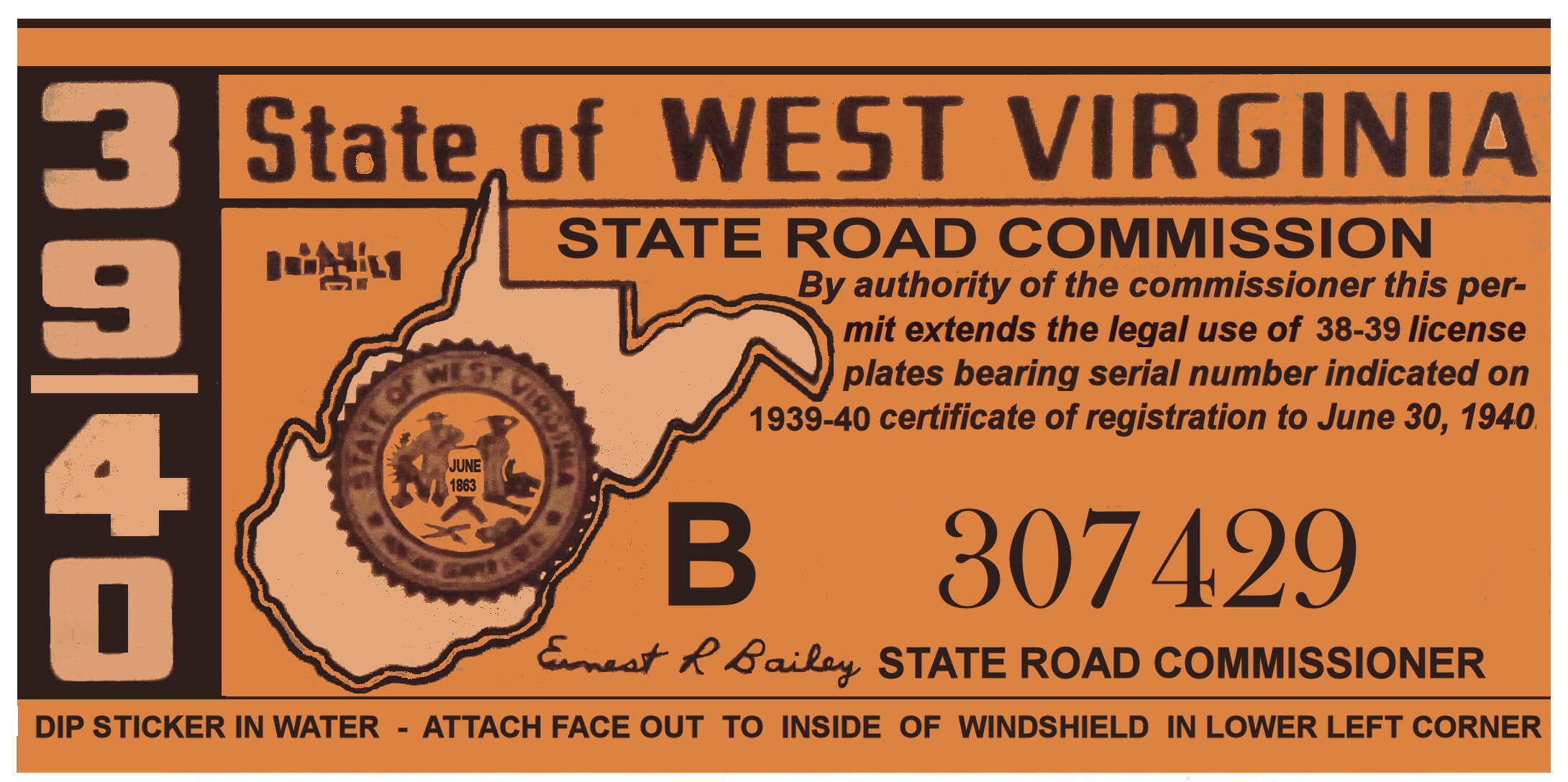 (image for) 1939-40 West Virginia registration/inspection
